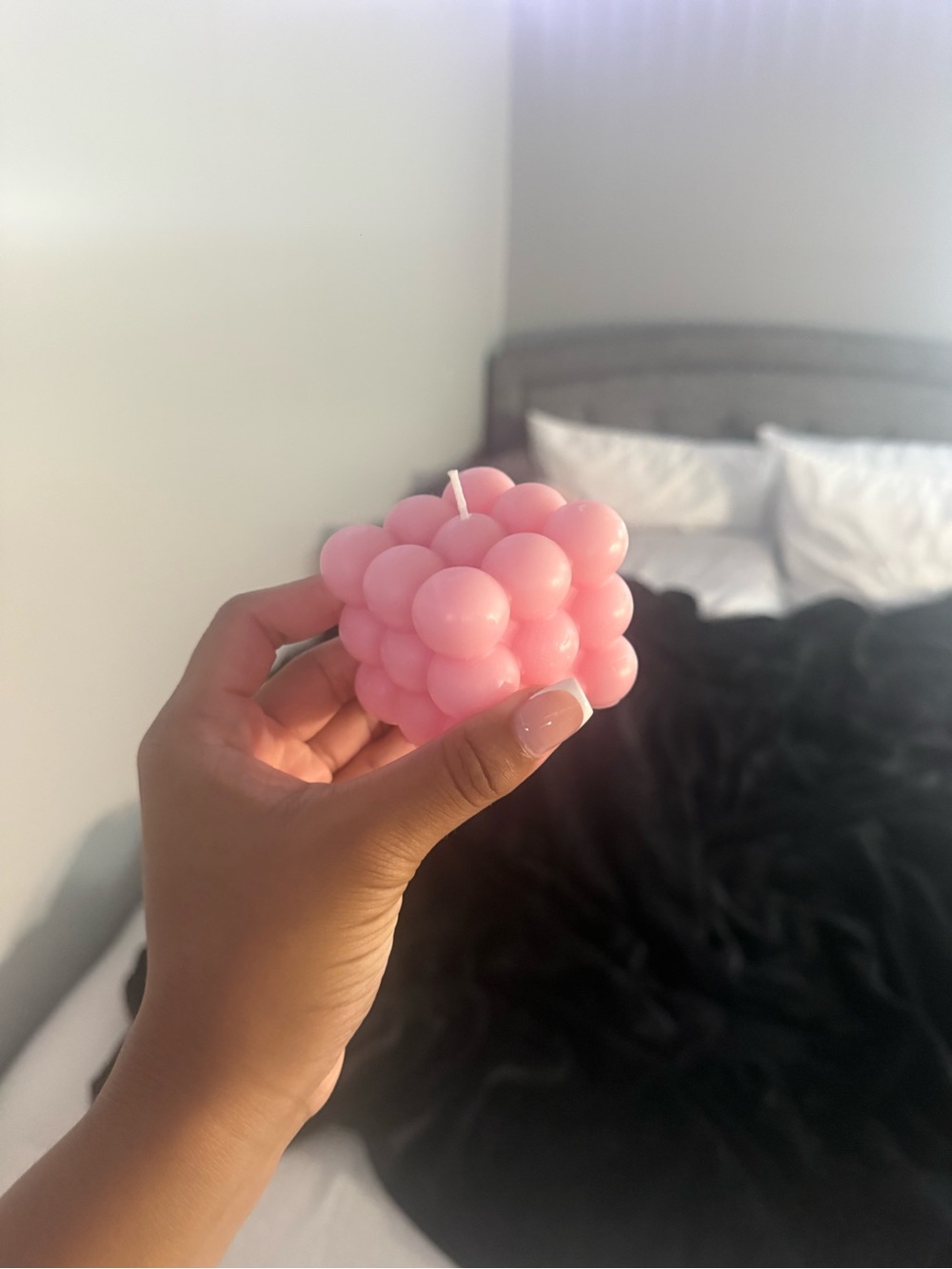 Pink Bubble Cube Decorative Candle - Home Accents